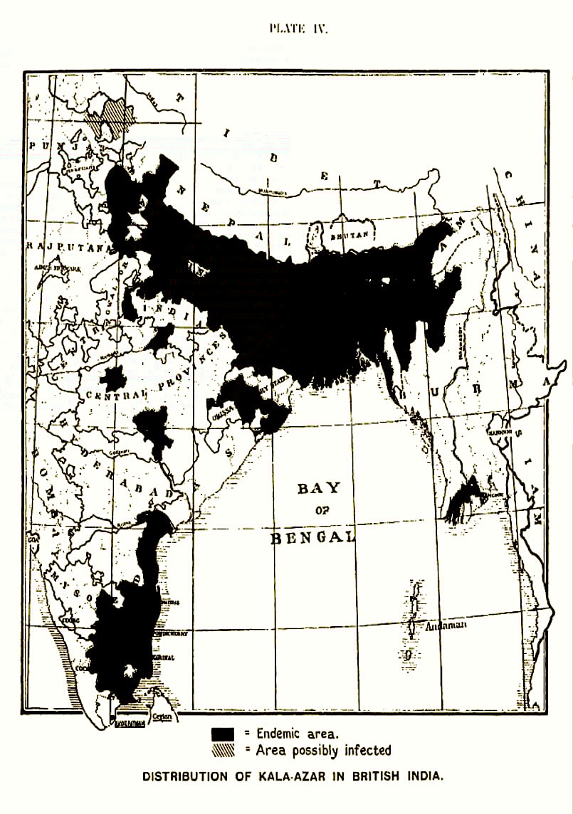  Figure 1. Distribution of kala-azar in British India (From ‘A Treatise on Kala-azar’, by Upendranath Brahmachari, John Bale, Sons and Danielson Limited, 1928)